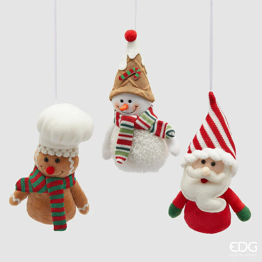 EDG Enzo De Gasperi Addobbo Babbo Natale Uomoneve Marzapane Ass. H 17 Green Red 1 Pz