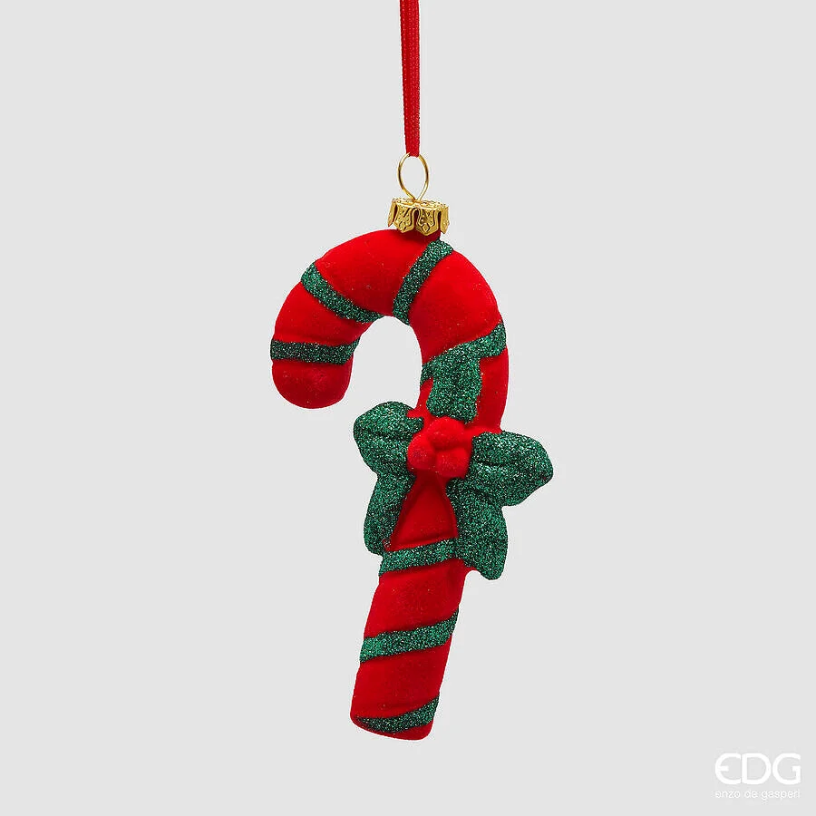 EDG Enzo De Gasperi Addobbo di Natale Baston di Zucchero H 12 Cm Green Red