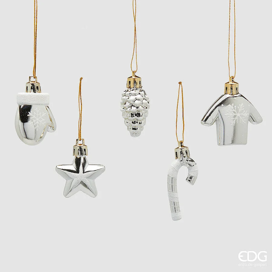 EDG Enzo De Gasperi Addobbo di Natale Decomix Ass. H 5 Cm Platinum 1 Pz