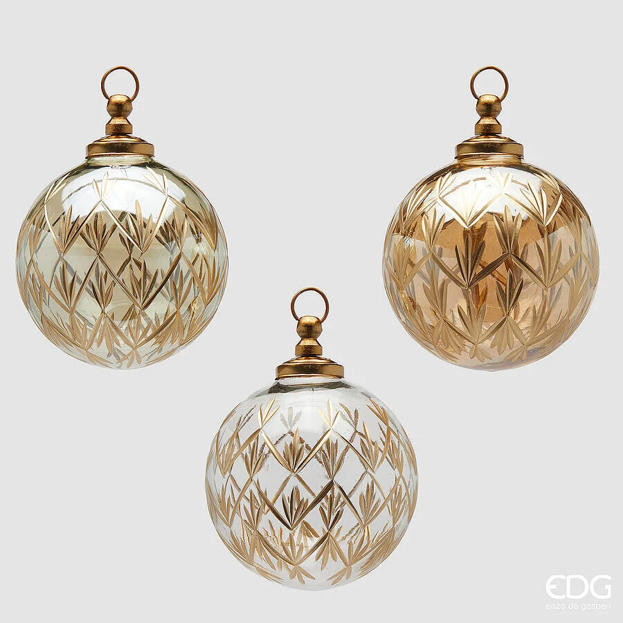 EDG Enzo De Gasperi Addobbo Palla di Natale Blumen Ass. D 10 Cm Dark Gold 1 Pz