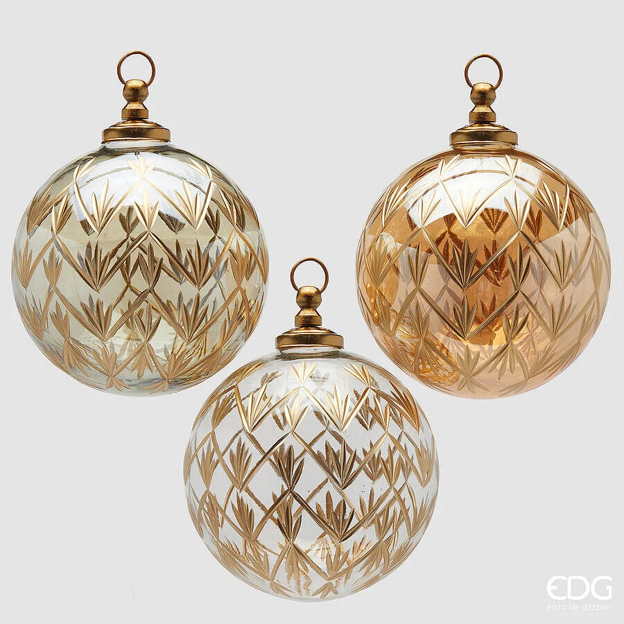 EDG Enzo De Gasperi Addobbo Palla di Natale Blumen Ass. D 13 Cm Dark Gold 1 Pz