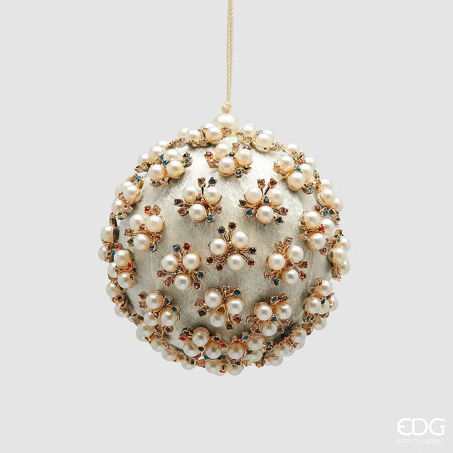 EDG Enzo De Gasperi Addobbo Palla di Natale Elizabeth D 10 Cm White