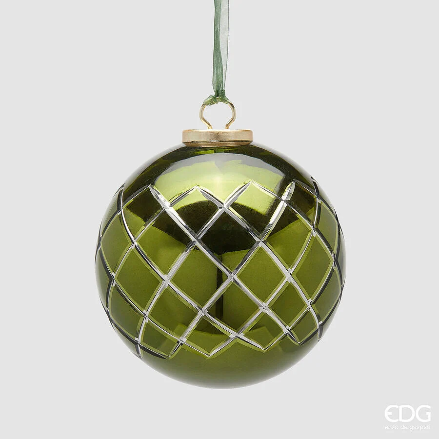 EDG Enzo De Gasperi Addobbo Palla di Natale Rombi D 13 Cm Green