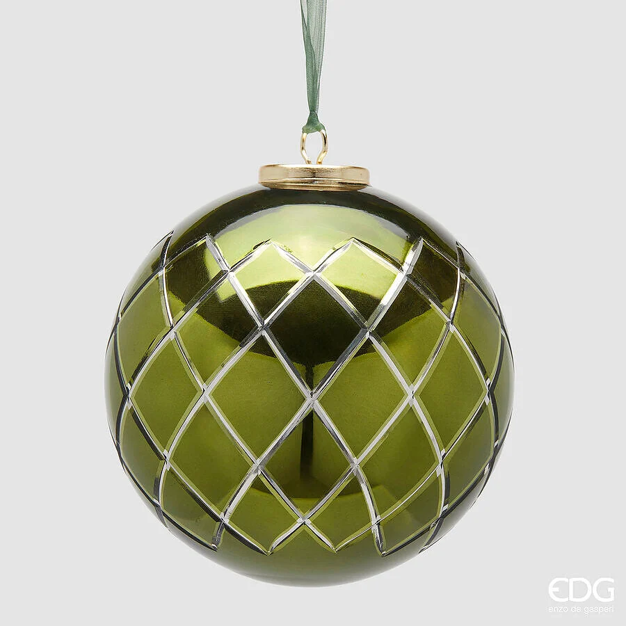EDG Enzo De Gasperi Addobbo Palla di Natale Rombi D 15 Cm Red