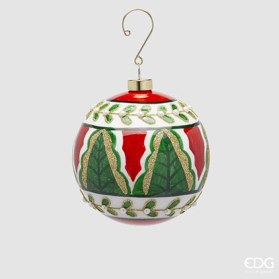 EDG Enzo De Gasperi Addobbo Palla di Natale Tirolo D 10 Cm Green Red