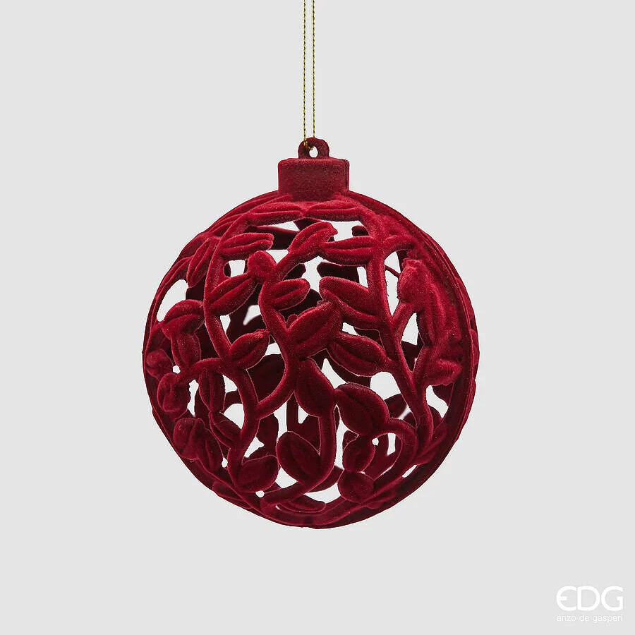 EDG Enzo De Gasperi Addobbo Palla di Natale Velvet D 10 Cm Burgundy