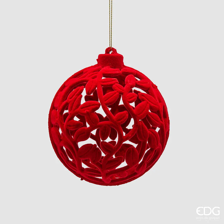 EDG Enzo De Gasperi Addobbo Palla di Natale Velvet D 10 Cm Red