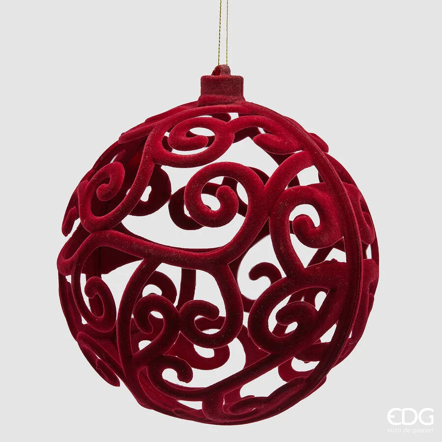 EDG Enzo De Gasperi Addobbo Palla di Natale Velvet D 15 Cm Burgundy