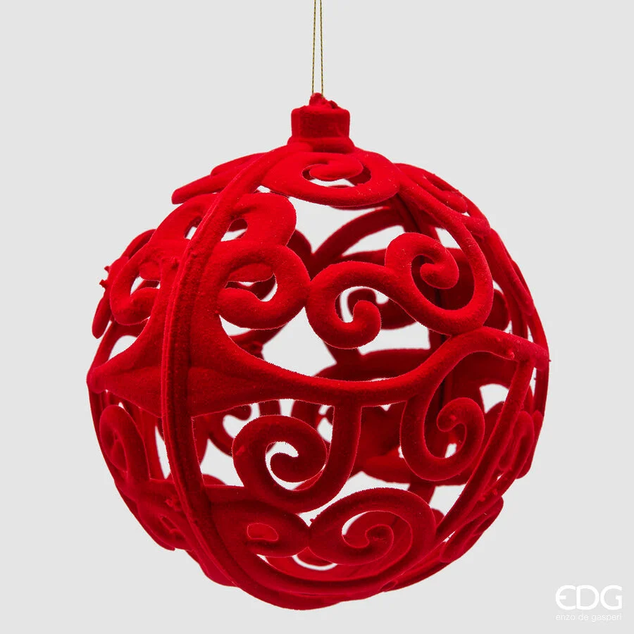 EDG Enzo De Gasperi Addobbo Palla di Natale Velvet D 15 Cm Red