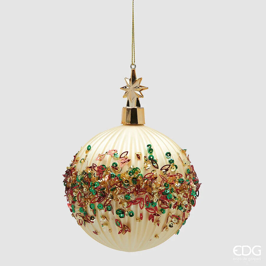 EDG Enzo De Gasperi Addobbo Palla Mille Perle di Natale D 10 Cm Gold