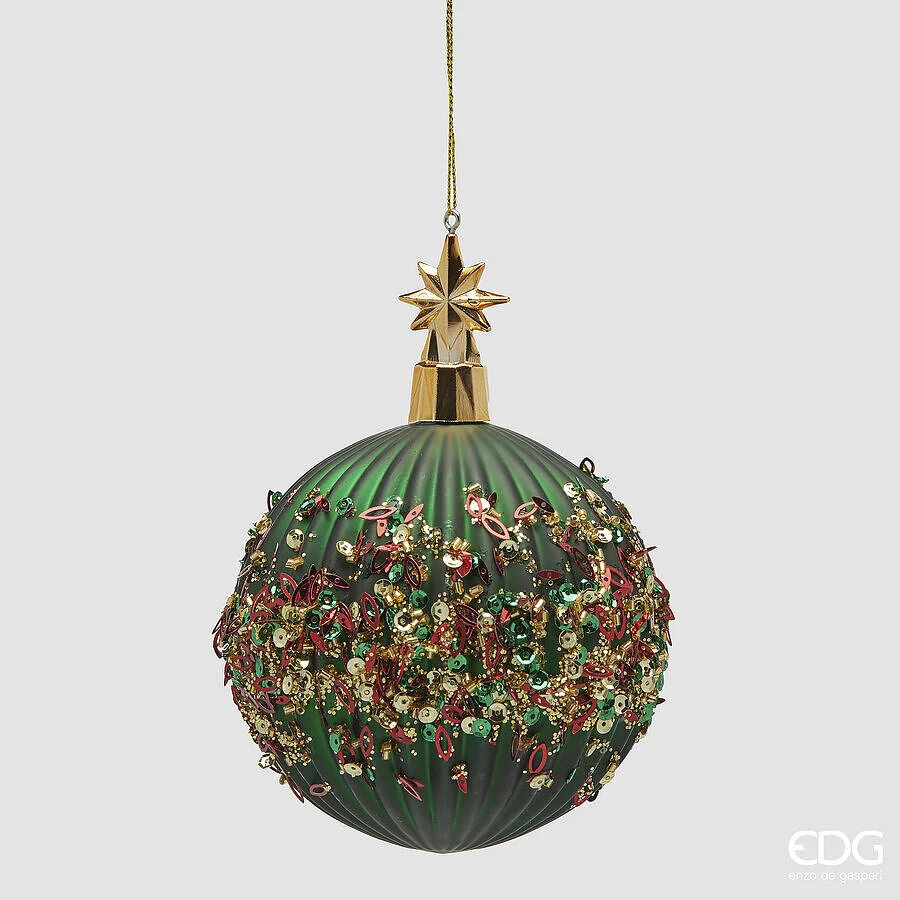 EDG Enzo De Gasperi Addobbo Palla Mille Perle di Natale D 10 Cm Green