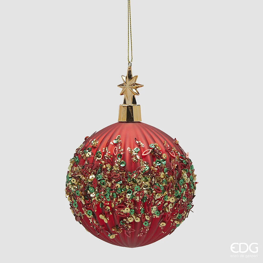 EDG Enzo De Gasperi Addobbo Palla Mille Perle di Natale D 10 Cm Red