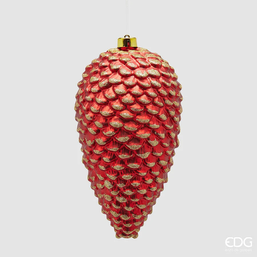 EDG Enzo De Gasperi Addobbo Pigna Natale H 25 Cm Red