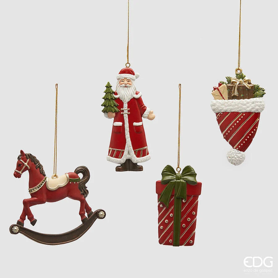 EDG Enzo De Gasperi Addobbo Soggetti di Natale Ass.Doubleface H 10 Cm Xmas Green Red 1 Pz