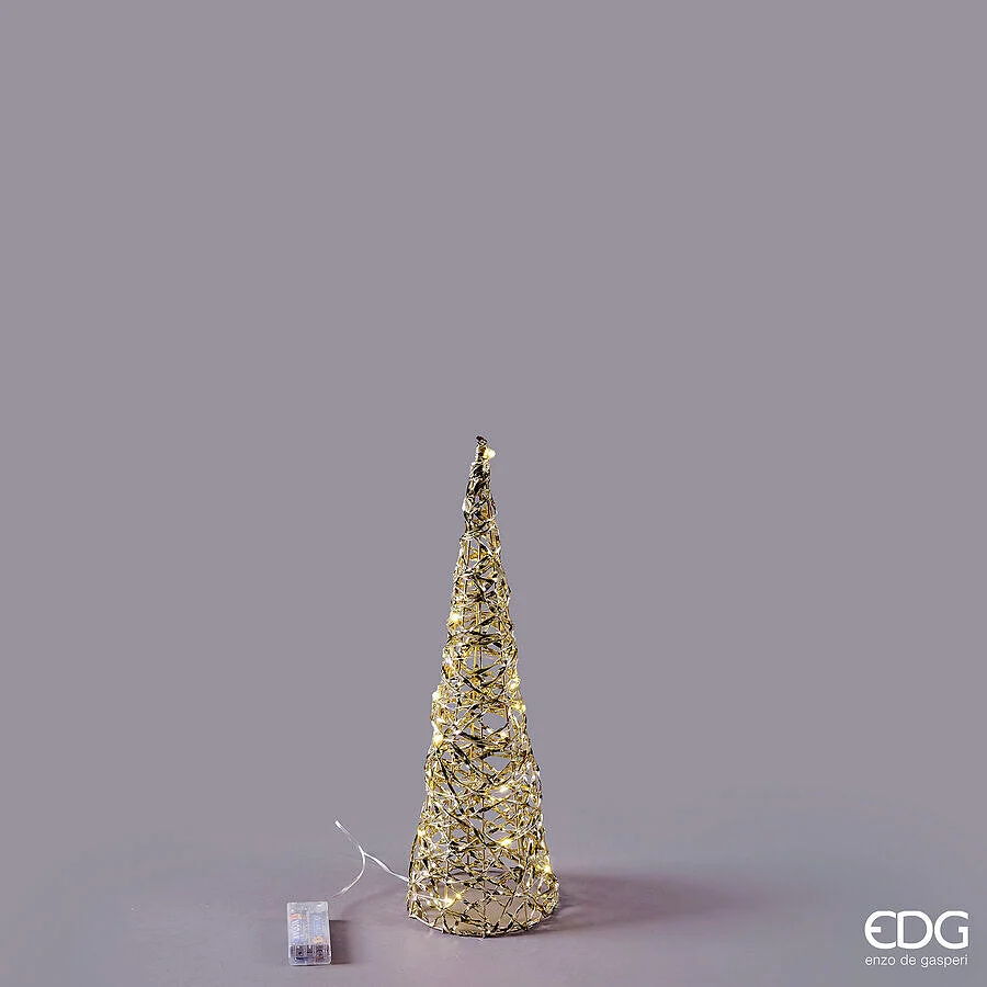 EDG Enzo De Gasperi Albero di Natale Led Intreccio Cono 20 MicroLed H 40 Cm D 12 Cm  IP20 Gold