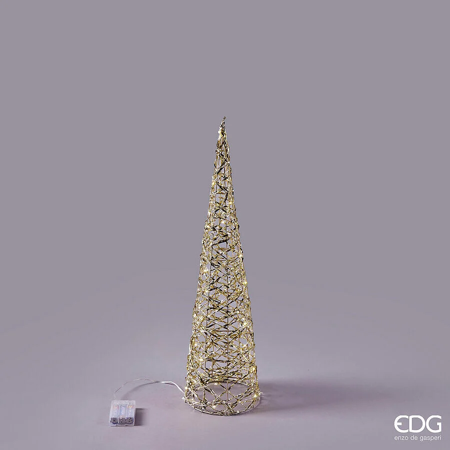 EDG Enzo De Gasperi Albero di Natale Led Intreccio Cono 30 MicroLed H 60 Cm D 16 Cm  IP20 Gold