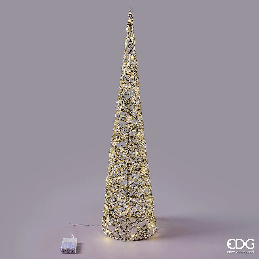 EDG Enzo De Gasperi Albero di Natale Led Intreccio Cono 40 MicroLed  80 Cm D 20 Cm  IP20 Gold