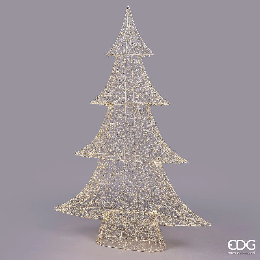 EDG Enzo De Gasperi Albero di Natale Led Pearls 1.440 MicroLed H 150 Cm L 104 Cm L 27 Cm IP44 Light Gold
