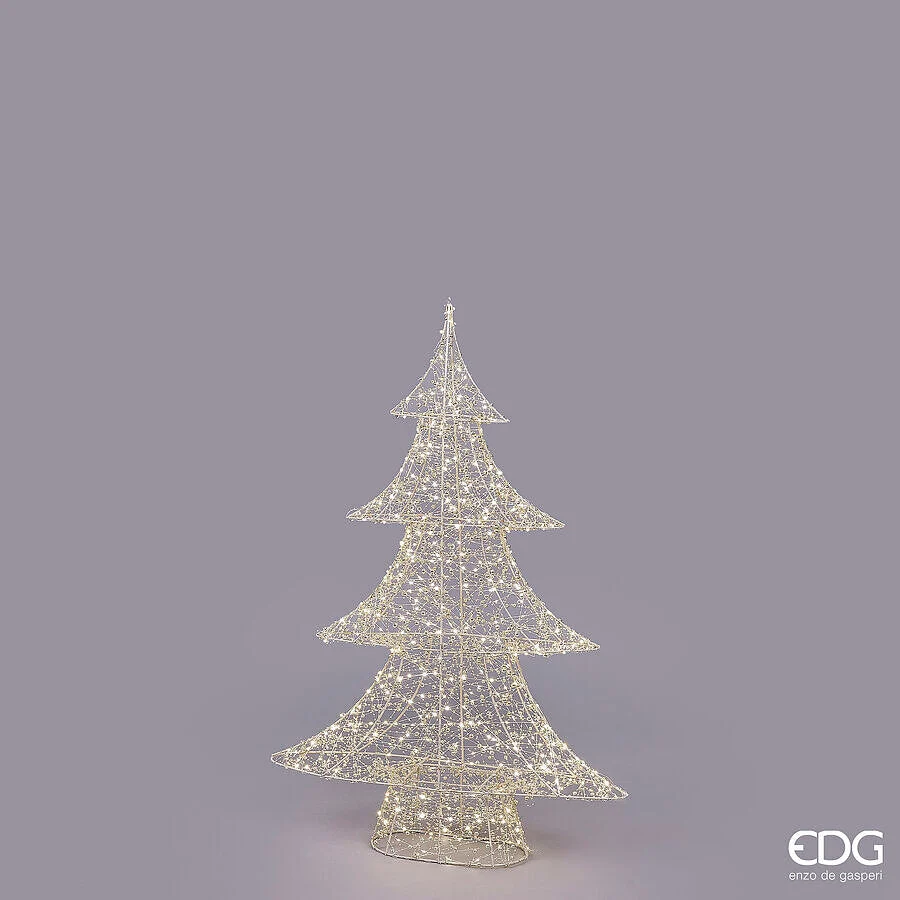 EDG Enzo De Gasperi Albero di Natale Led Pearls 600 MicroLed H 100 Cm L 66 Cm L 19 Cm IP44 Light Gold