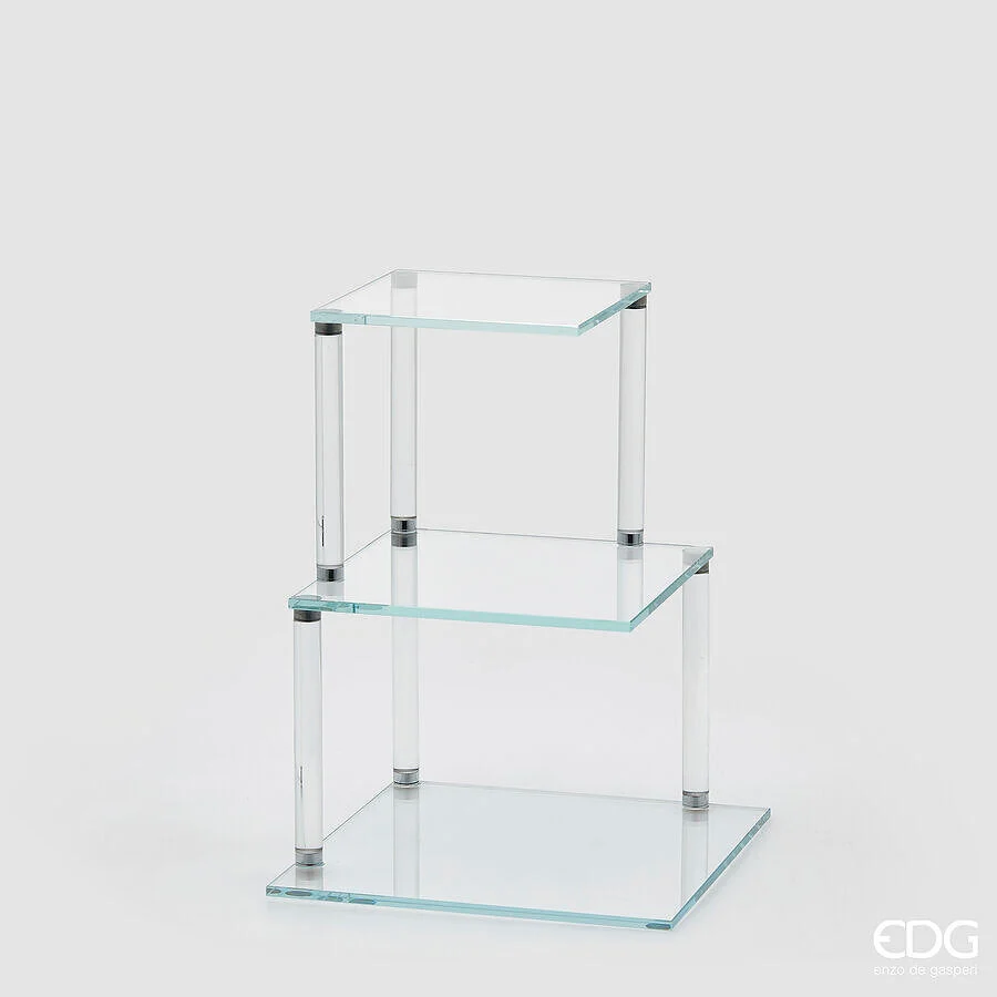EDG Enzo De Gasperi Alzata Decorativa Splendor Quadrata 3 Piani H 38 Cm L 30 Cm L 30 Cm Vetro Natural