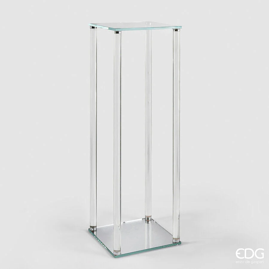EDG Enzo De Gasperi Alzata Decorativa Splendor Quadrata H 78 Cm L 25 Cm L 25 Cm Vetro Natural