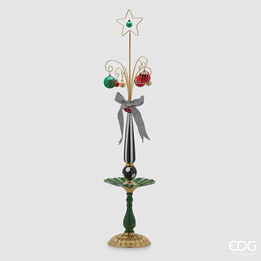 EDG Enzo De Gasperi Alzata Decoreativa XMas Natale H 111 Cm White Black