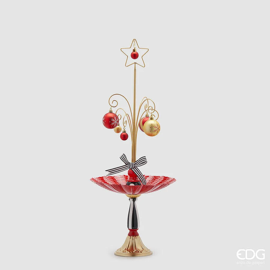 EDG Enzo De Gasperi Alzata Decoreativa XMas Natale H 76 Cm White Black