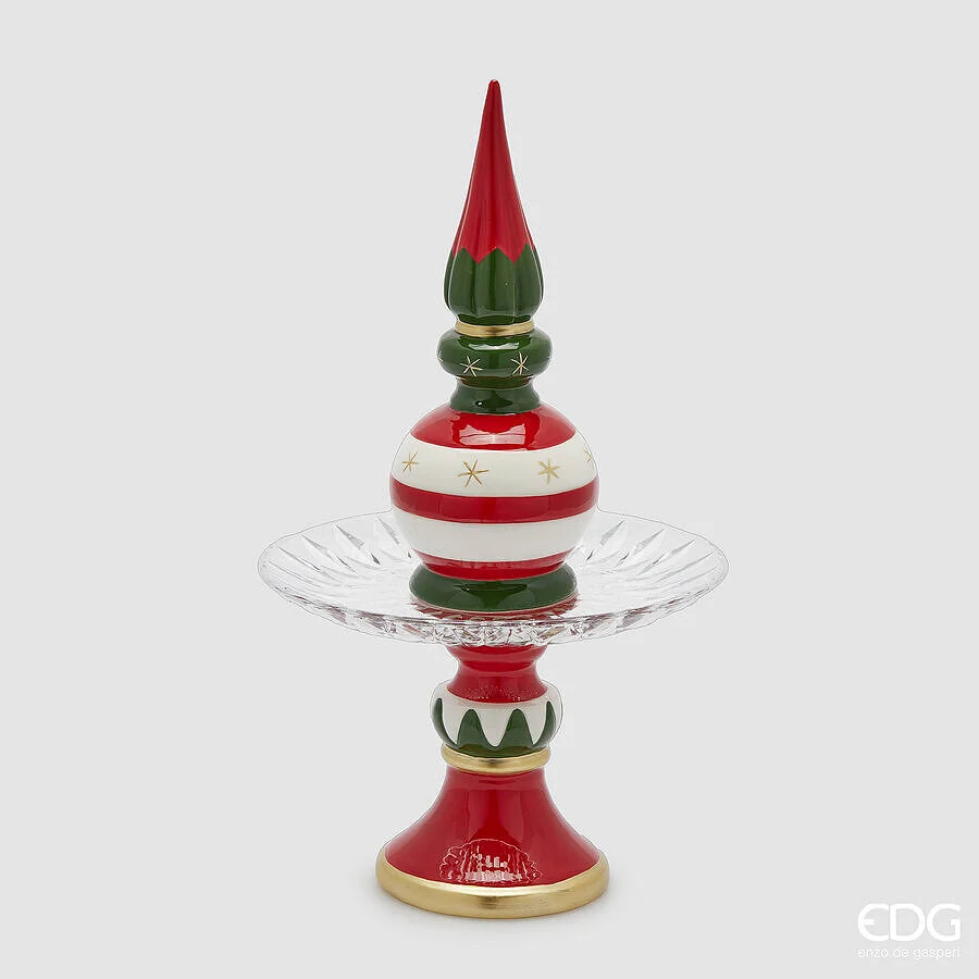 EDG Enzo De Gasperi Alzata Topiary Natale H 43 Cm D 24 Cm Green Red