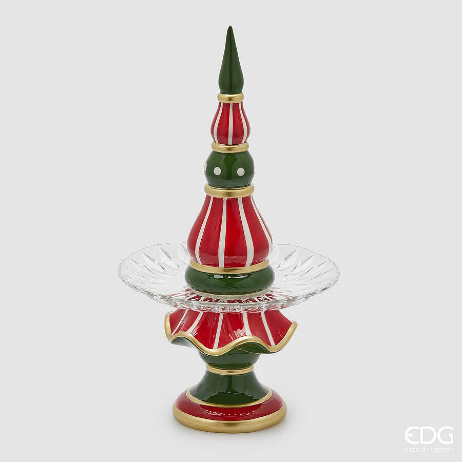 EDG Enzo De Gasperi Alzata Topiary Natale H 44 Cm D 24,5 Cm Green Red