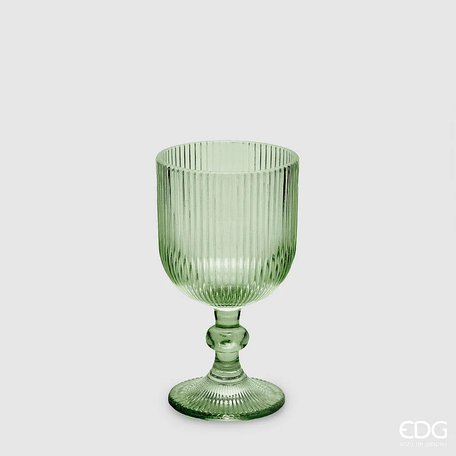 EDG Enzo De Gasperi Bicchiere Righe Calice H 14 Cm D 8 Cm Colore Green 6 Pz