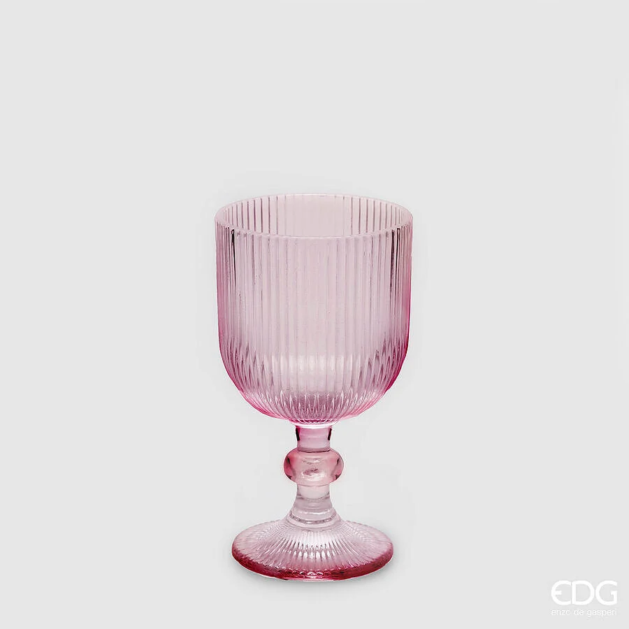 EDG Enzo De Gasperi Bicchiere Righe Calice H 14 Cm D 8 Cm Colore Pink 6 Pz