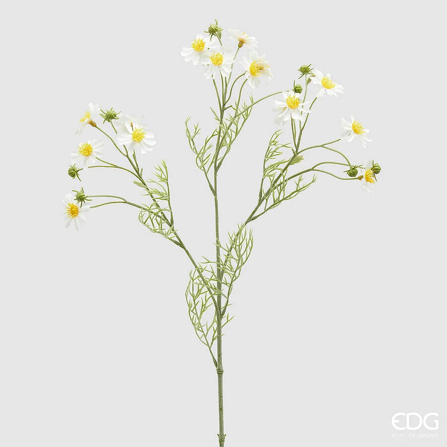 EDG Enzo De Gasperi Camomilla Ramo con Foglie H 70 Cm Pianta Artificiale Bianco