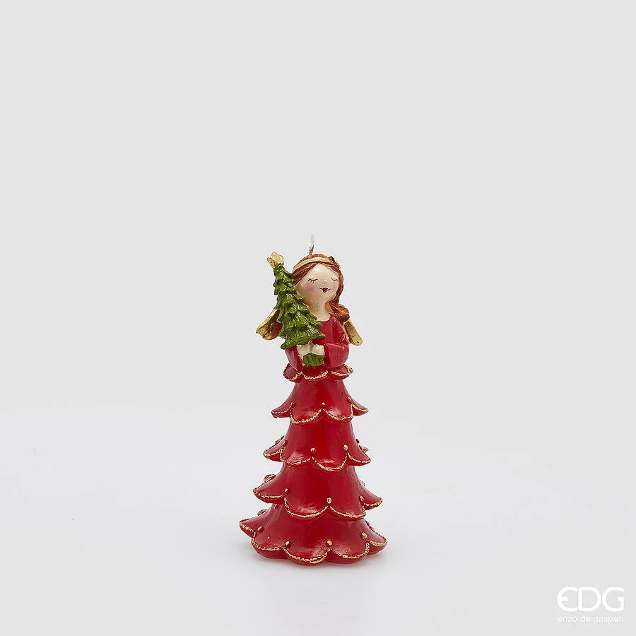 EDG Enzo De Gasperi Candela Angelo di Natale H 15 Cm D 8 Cm Green Red