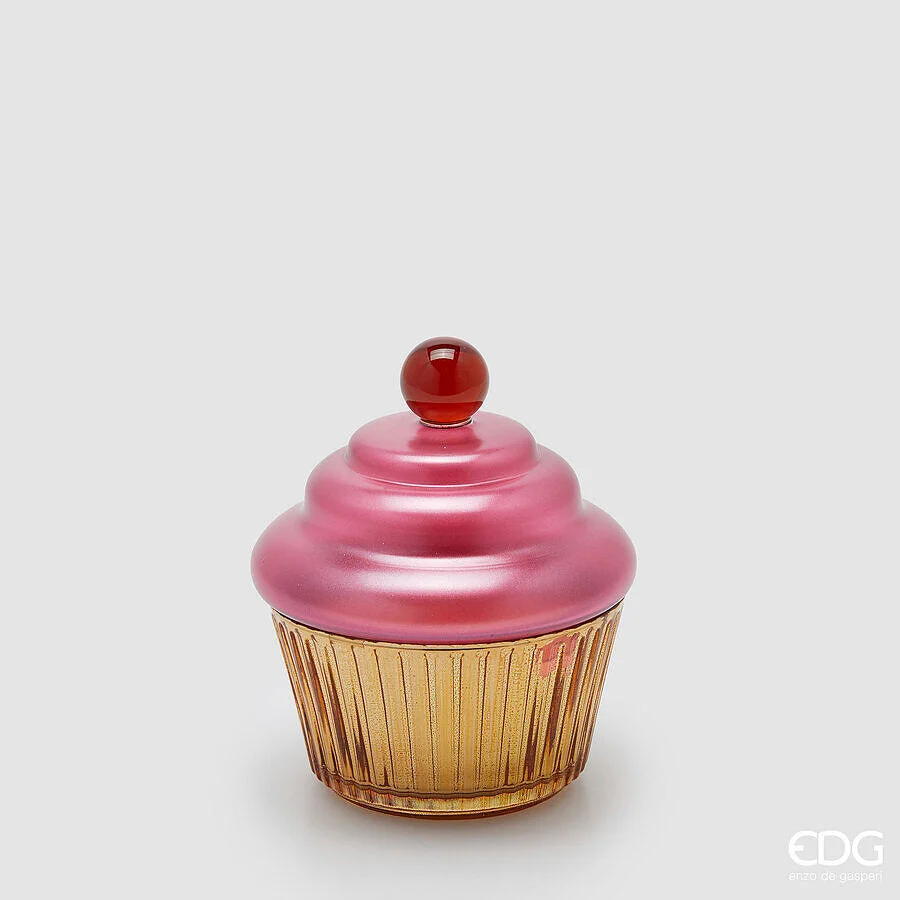 EDG Enzo De Gasperi Candela Cupcake Natale H 14,5 Cm D 12 Cm Cranberry Pomegranate