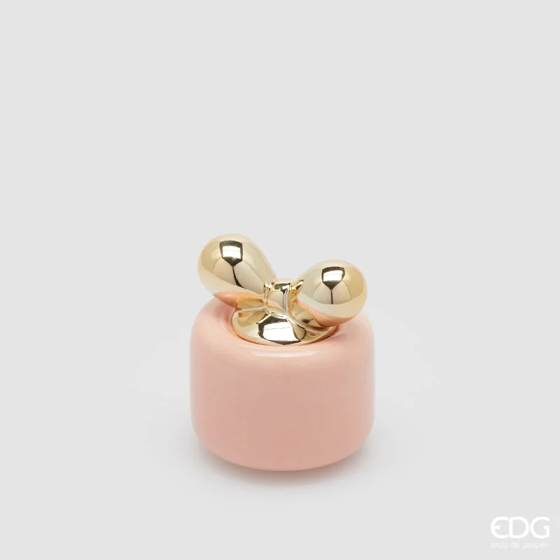 EDG Enzo De Gasperi Candela di Natale Fiocco H 10 Cm D 8,5 Cm Princess of The Night Rosa Oro
