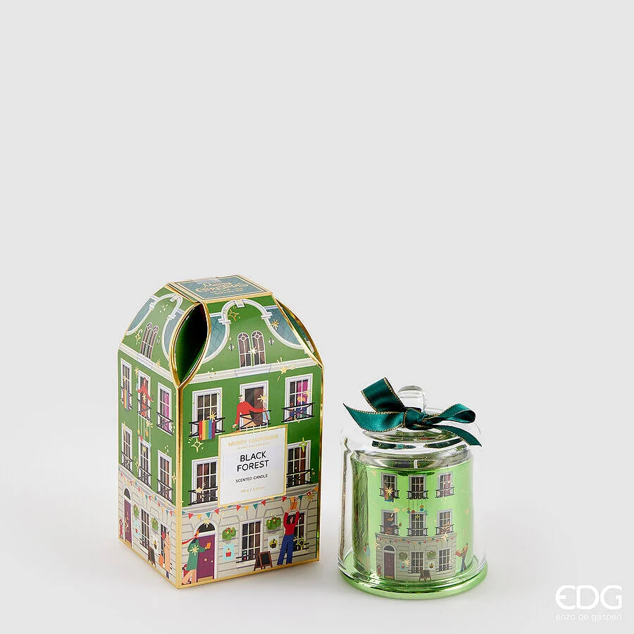 EDG Enzo De Gasperi Candela di Natale Rue de Rivoli H 12 Cm Black Forest  Vert