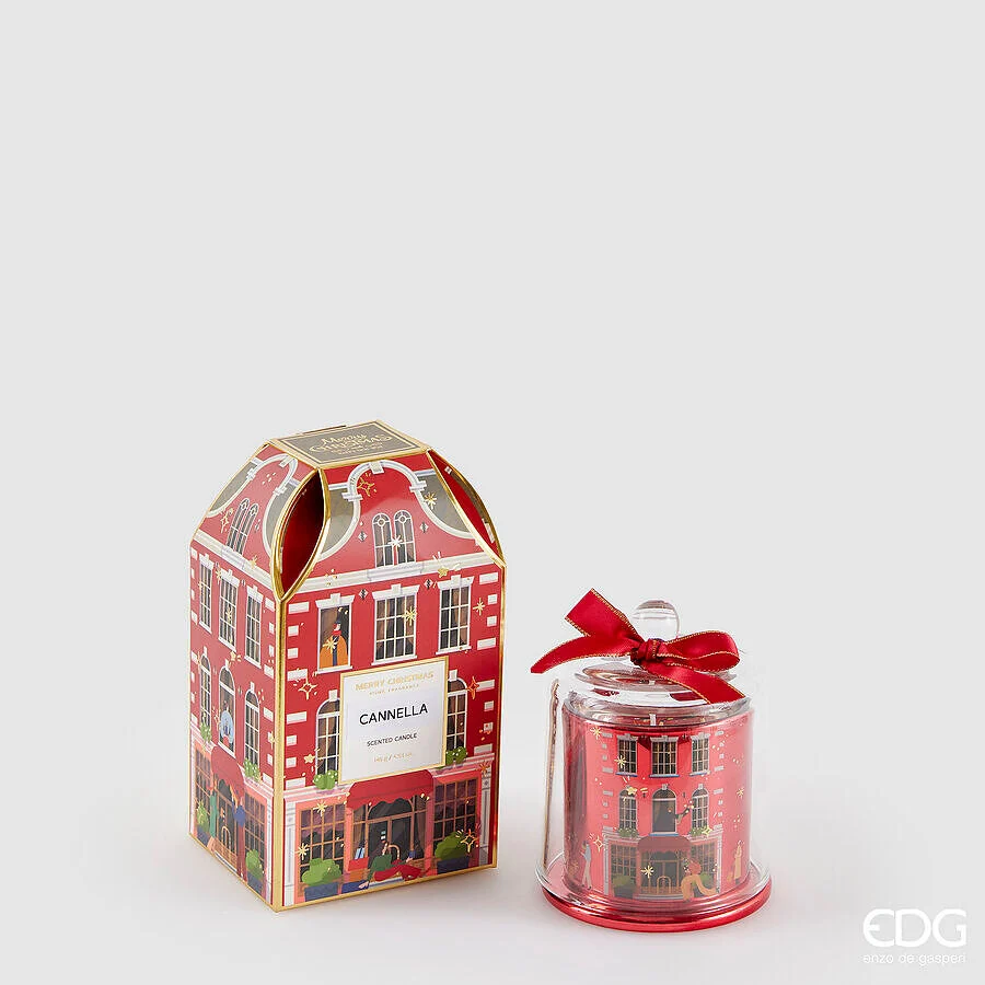 EDG Enzo De Gasperi Candela di Natale Rue de Rivoli H 12 Cm Cinnamon Rosso