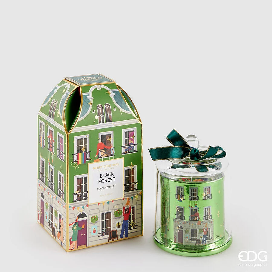 EDG Enzo De Gasperi Candela di Natale Rue de Rivoli H 13 Cm Black Forest Vert
