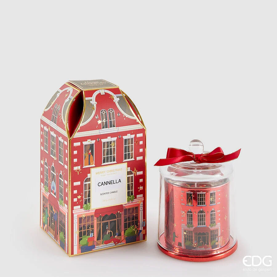 EDG Enzo De Gasperi Candela di Natale Rue de Rivoli H 13 Cm Cinnamon Red