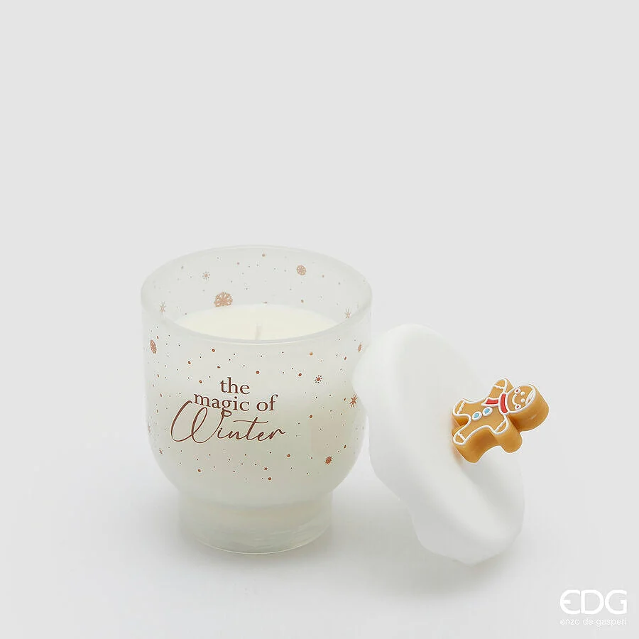 EDG Enzo De Gasperi Candela di Natale Snowy H 10 Cm D 9 Cm Cinnamon Bianco Marrone