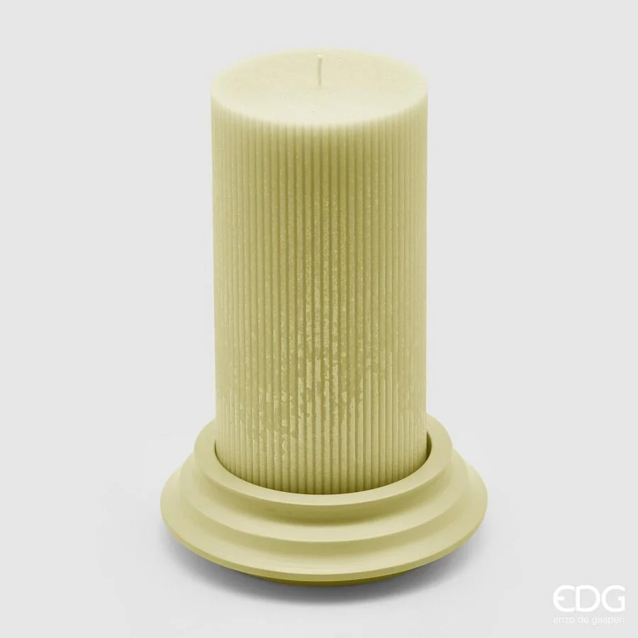 EDG Enzo De Gasperi Candela Dorica con Piatto H 20 Cm D 10 Cm Light Yellow