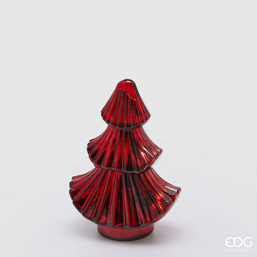 EDG Enzo De Gasperi Candela Forest Albero di Natale H 20 Cm L 13 Cm L 8 Cm Cranberry Pomegranate Red