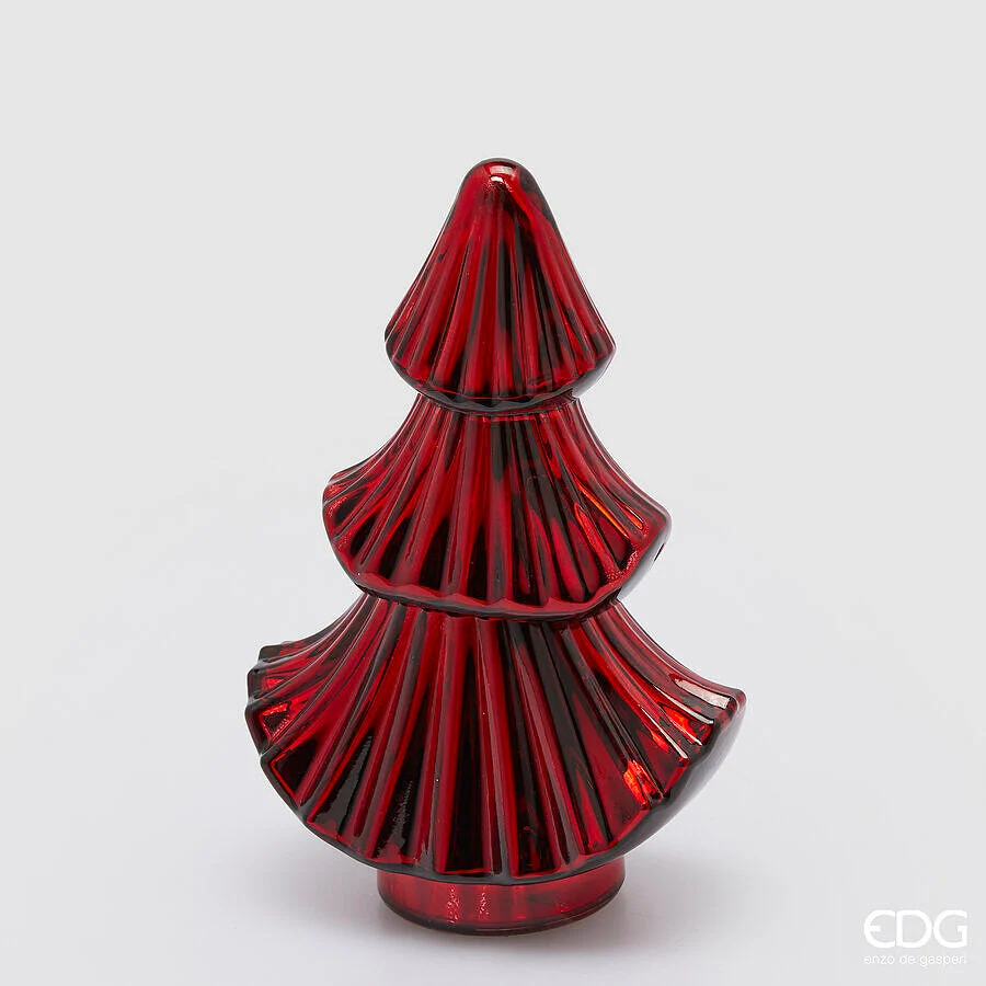 EDG Enzo De Gasperi Candela Forest Albero di Natale H 25 Cm L 15 Cm L 9 Cm Cranberry Pomegranate Red