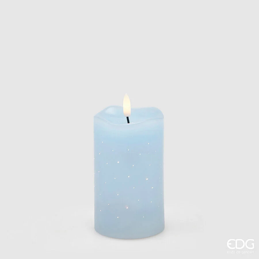 EDG Enzo De Gasperi Candela Led Starry con Moccolo H 12,5 Cm D 7,5 Cm IP20 Celeste