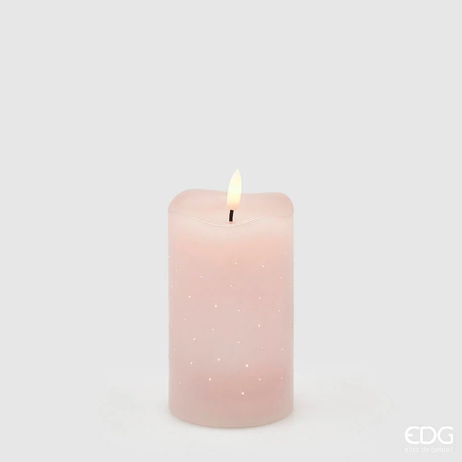 EDG Enzo De Gasperi Candela Led Starry con Moccolo H 12,5 Cm D 7,5 Cm IP20 Rosa Chiaro