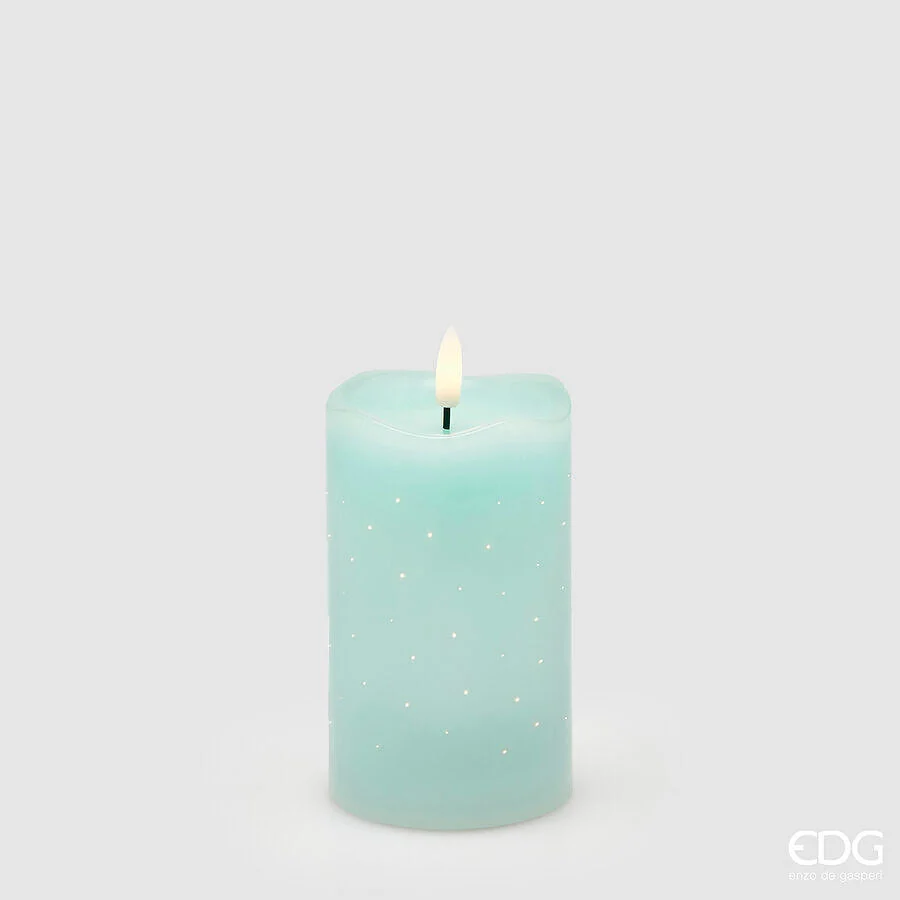 EDG Enzo De Gasperi Candela Led Starry con Moccolo H 12,5 Cm D 7,5 Cm IP20 Verde Chiaro