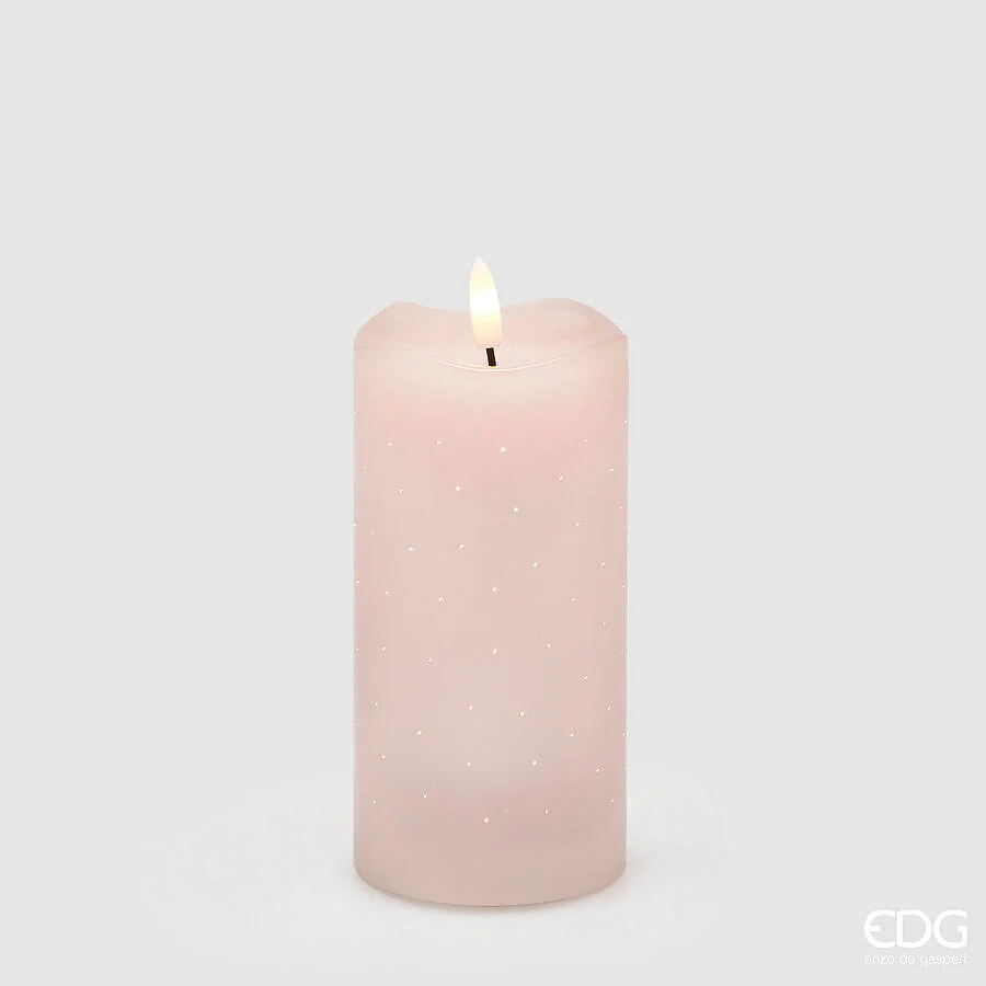 EDG Enzo De Gasperi Candela Led Starry con Moccolo H 15 Cm D 7,5 Cm IP20 Rosa Chiaro