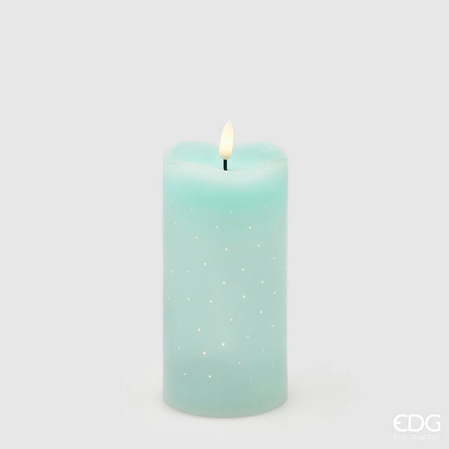 EDG Enzo De Gasperi Candela Led Starry con Moccolo H 15 Cm D 7,5 Cm IP20 Verde Chiaro