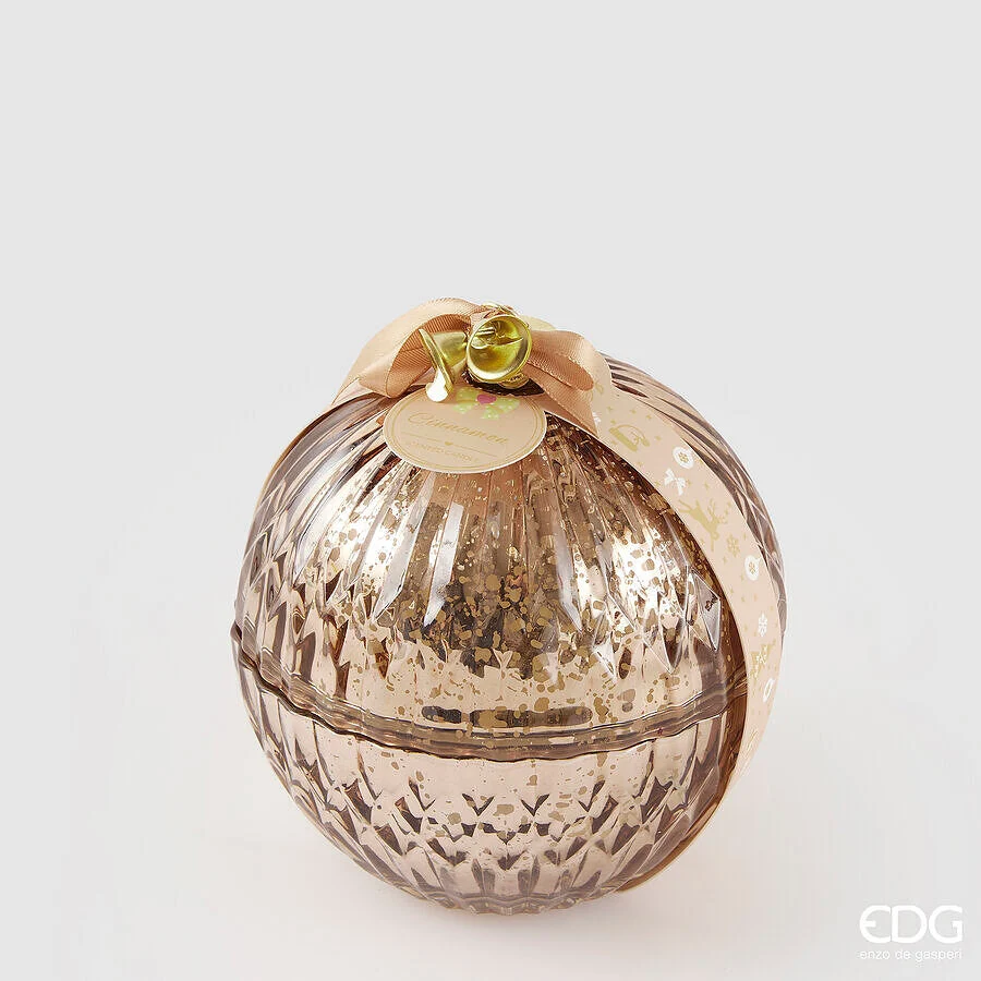 EDG Enzo De Gasperi Candela Sfera di Natale Vetro D 13 Cm Cinnamon Ambra