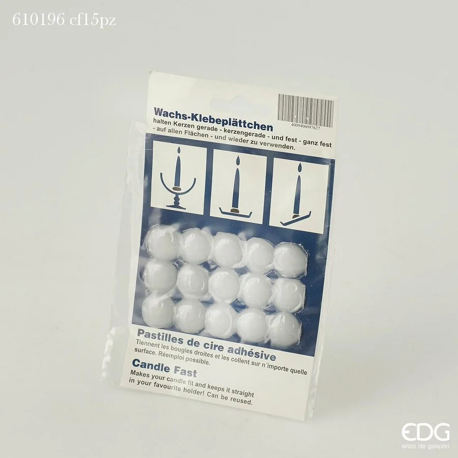 EDG Enzo De Gasperi Cera Adesiva per Candele Cf 15 Pz  Bianco